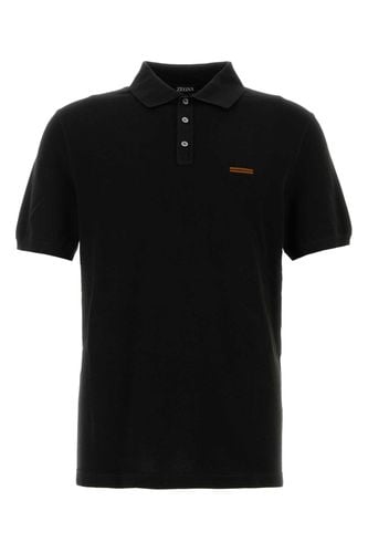 Zegna Black Piquet Polo Shirt - Zegna - Modalova