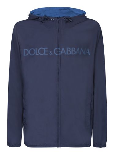 Windbreaker Logo Black Jacket - Dolce & Gabbana - Modalova