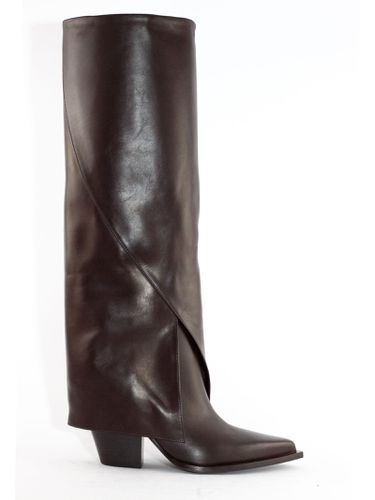 Dark Leather High Boot - Elena Iachi - Modalova