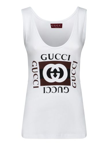 Gucci Logo Cotton White Tank Top - Gucci - Modalova