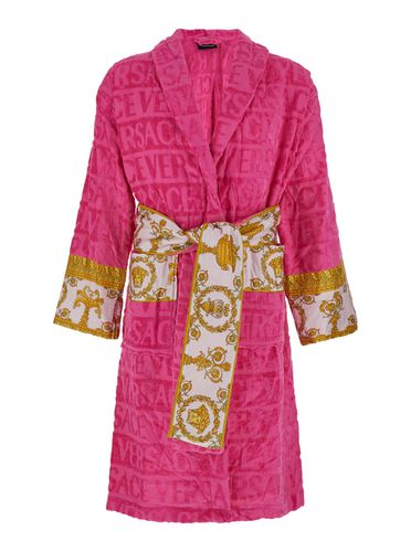 Bathrobe With Baroque Pattern In Terry Cotton - Versace - Modalova