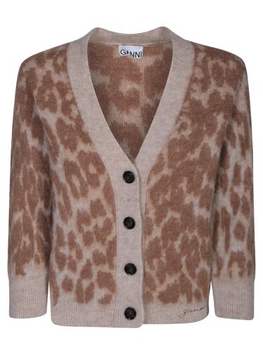 Ganni Cardigan In Animalier Alpaca - Ganni - Modalova