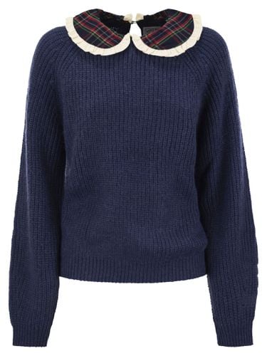 Calia - Ribbed Jumper With Velvet Collar And Bow - MC2 Saint Barth - Modalova