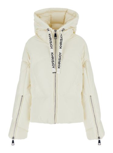 White Down Jacket With Branded Drawstring In In Tech Fabric Woman - Khrisjoy - Modalova