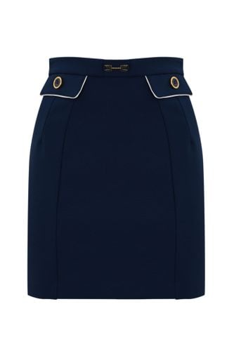 Crepe Skirt With Piping And Horsebit - Elisabetta Franchi - Modalova