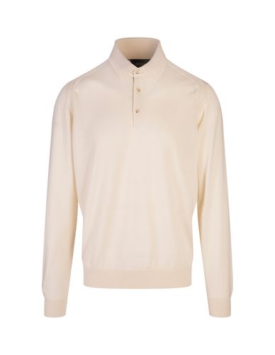 Neutral Silk, Wool And Cashmere Regular Fit Polo Style Sweater - Hugo Boss - Modalova