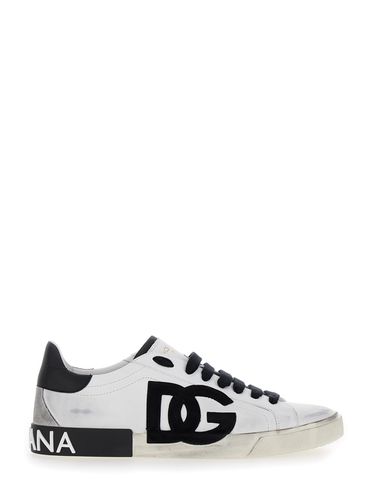 Portofino And Low Top Sneakers With Logo Patch And Used Effect In Leather Man - Dolce & Gabbana - Modalova