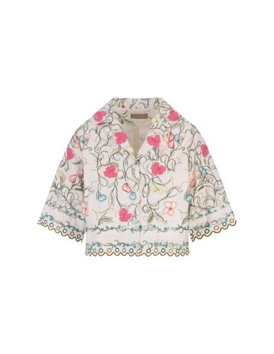 Cotton Embroidered Garden Jacket - Elie Saab - Modalova