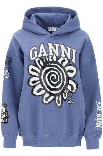 Ganni Hoodie With Graphic Prints - Ganni - Modalova