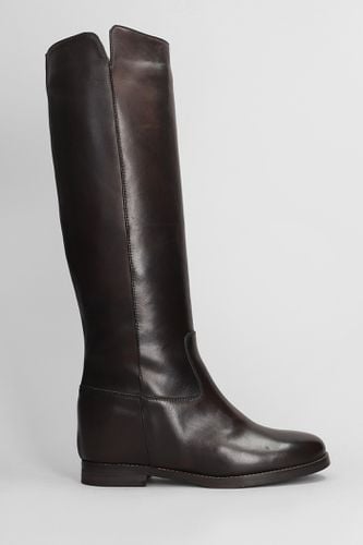 Low Heels Boots In Dark Brown Leather - Julie Dee - Modalova