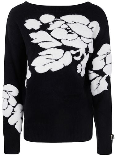 Embroidered Roses V Neck Sweater - Blugirl - Modalova