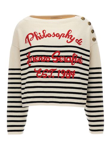 Black & Boat Neck Sweater In Cotton Blend Woman - Philosophy di Lorenzo Serafini - Modalova