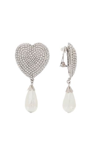 Heart Crystal Earrings With Pearls - Alessandra Rich - Modalova