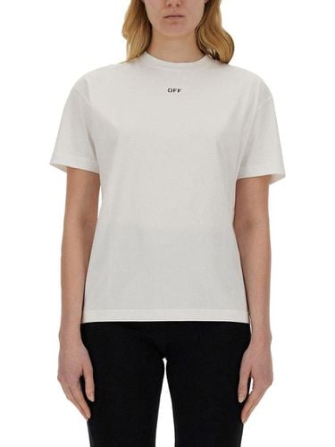 Off- Diag-stripe Crewneck T-shirt - Off-White - Modalova