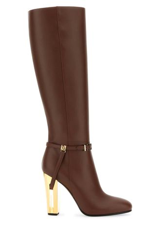 Fendi Brown Leather Delfina Boots - Fendi - Modalova