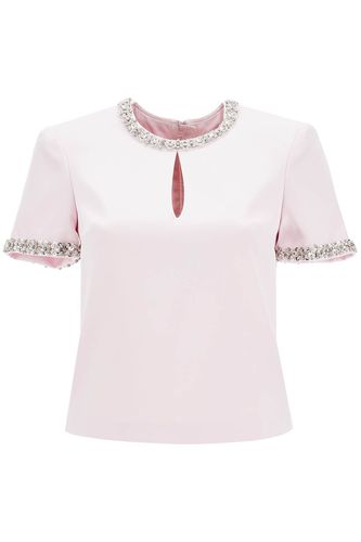 Pink Satin Embellished Top - self-portrait - Modalova