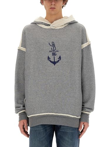 Sweatshirt With Navy Print - Dolce & Gabbana - Modalova