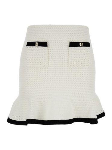 Mini Knit Skirt With Contrasting Trim In Fabric Woman - self-portrait - Modalova