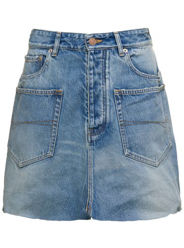 Light Mini-skirt With Patch Pockets And Raw Edge In Cotton Denim Woman - Balenciaga - Modalova