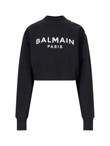 Cropped Crew Neck Sweatshirt - Balmain - Modalova