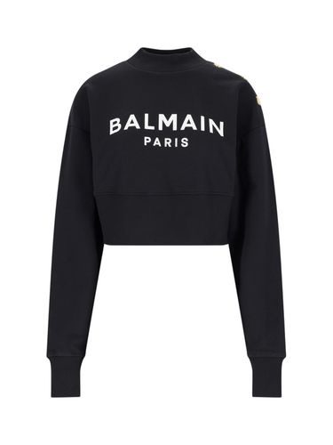 Cropped Crew Neck Sweatshirt - Balmain - Modalova