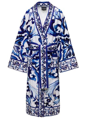 Multicolor Kimono Bathrobe With All-over Mediterraneo Print In Cotton - Dolce & Gabbana - Modalova