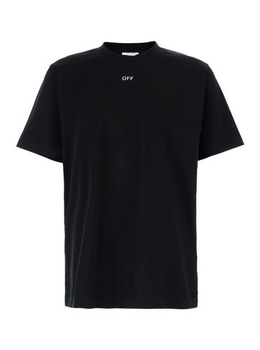 Crewneck T-shirt With Contrasting Off Print In Cotton Man - Off-White - Modalova