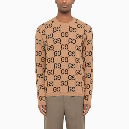 Gucci Sweater In Wool Gg Camel - Gucci - Modalova