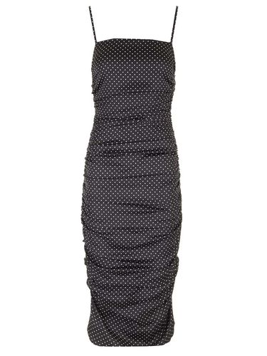 Polka Dot-printed Ruched Detailed Midi Dress - Dolce & Gabbana - Modalova