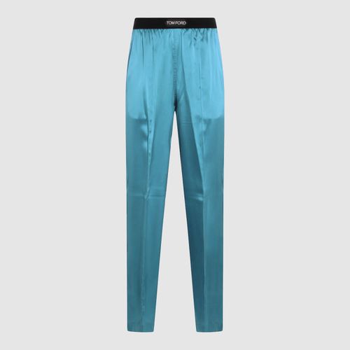 Tom Ford Blue Silk Pants - Tom Ford - Modalova