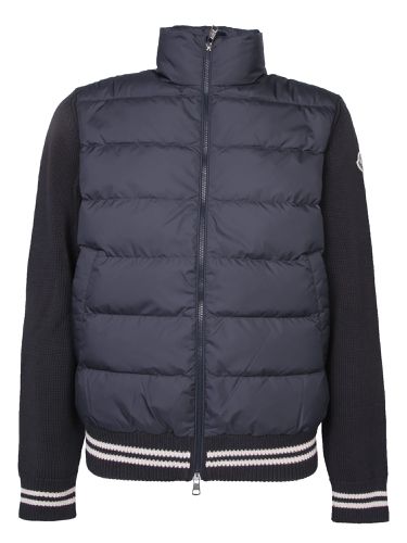 Moncler Striped Blue Piuma Cardigan - Moncler - Modalova