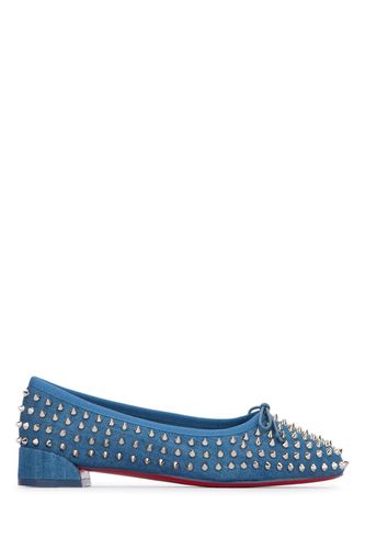 Sweetie Jane Spikes Flat Toile Denim/gg/lining - Christian Louboutin - Modalova