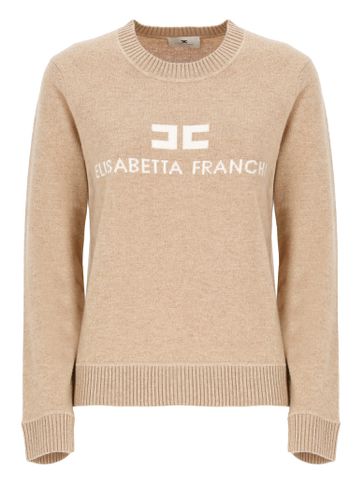 Logo Embroidered Crewneck Jumper - Elisabetta Franchi - Modalova