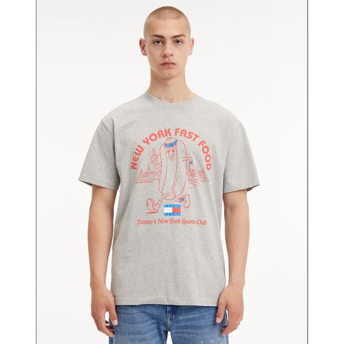 T-shirt con scollo rotondo fantasia - TOMMY JEANS - Modalova