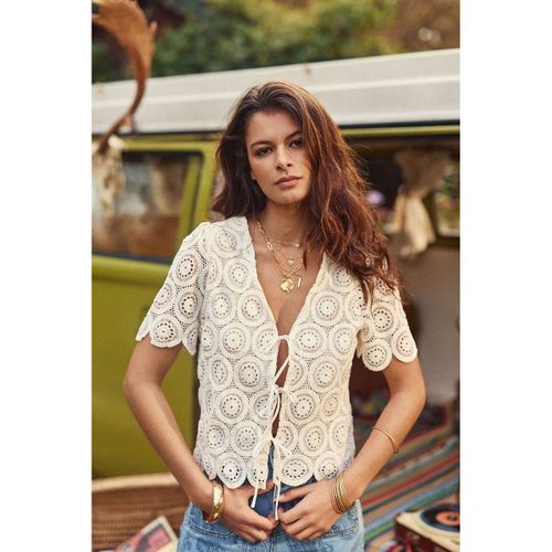 Blusa da legare, in pizzo, maniche corte TALIA - LA PETITE ETOILE - Modalova