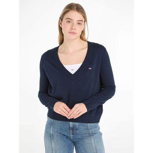 Maglione Fine, Scollo A V Donna Taglie S - tommy jeans - Modalova