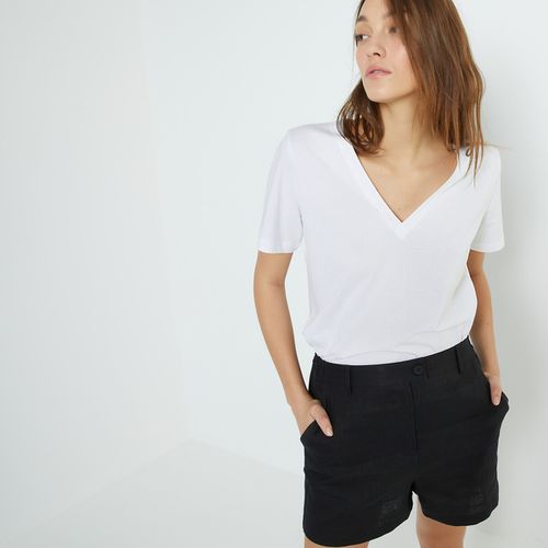 T-shirt Loose Scollo A V, Maniche Corte Donna Taglie S - la redoute collections - Modalova