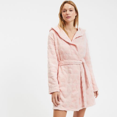 Vestaglia con cappuccio in pile goffrata con cuori - ANNE WEYBURN - Modalova