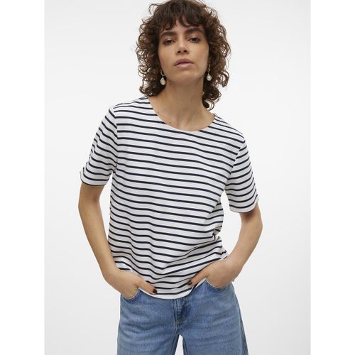 T-shirt a righe, scollo rotondo - VERO MODA - Modalova