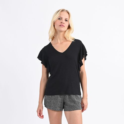 T-shirt Scollo A V Maniche Con Volant Donna Taglie S - molly bracken - Modalova