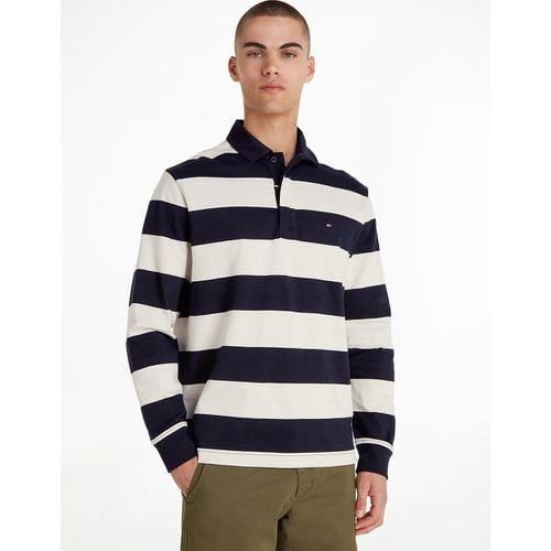 Polo a righe maniche lunghe logo ricamato - TOMMY HILFIGER - Modalova