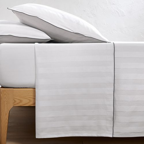 Lenzuolo Piatto Satin Di Cotone Lavato, Victor A Righe Taglie 180 x 290 cm - la redoute interieurs - Modalova