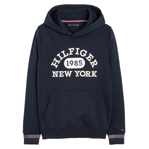 Felpa chiusa con cappuccio e logo - TOMMY HILFIGER - Modalova