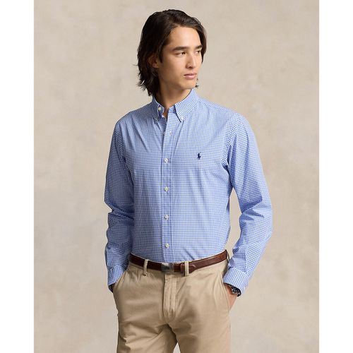 Camicia Slim A Quadri Popeline Logo Ricamato Uomo Taglie L - polo ralph lauren - Modalova