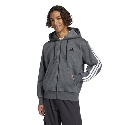 Felpa Con Zip E Cappuccio Essentiel 3 Bande Taglie S - adidas sportswear - Modalova