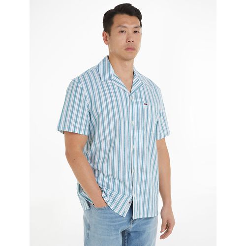 Camicia Rigata In Lino Uomo Taglie S - tommy jeans - Modalova