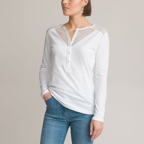 T-shirt Bimateriale, Girocollo, Maniche Lunghe Donna Taglie 38/40 (FR) - 42/44 (IT) - anne weyburn - Modalova