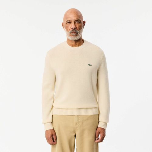 Maglione Tinta Unita Girocollo In Jersey Di Lana Cardata Uomo Taglie XXL - lacoste - Modalova