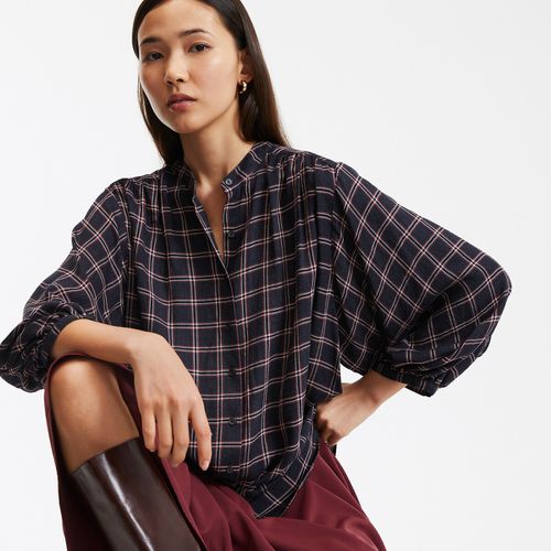 Camicia ampia collo alla coreana, a quadri - LA REDOUTE COLLECTIONS - Modalova