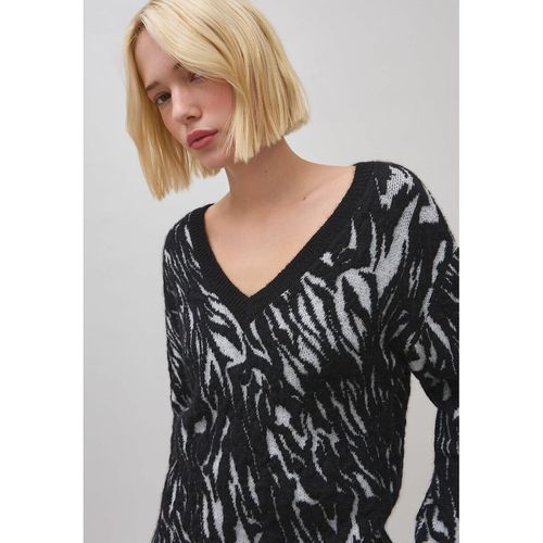 Maglione Scollo A V Stampato, Maniche Lunghe Donna Taglie S - ikks - Modalova